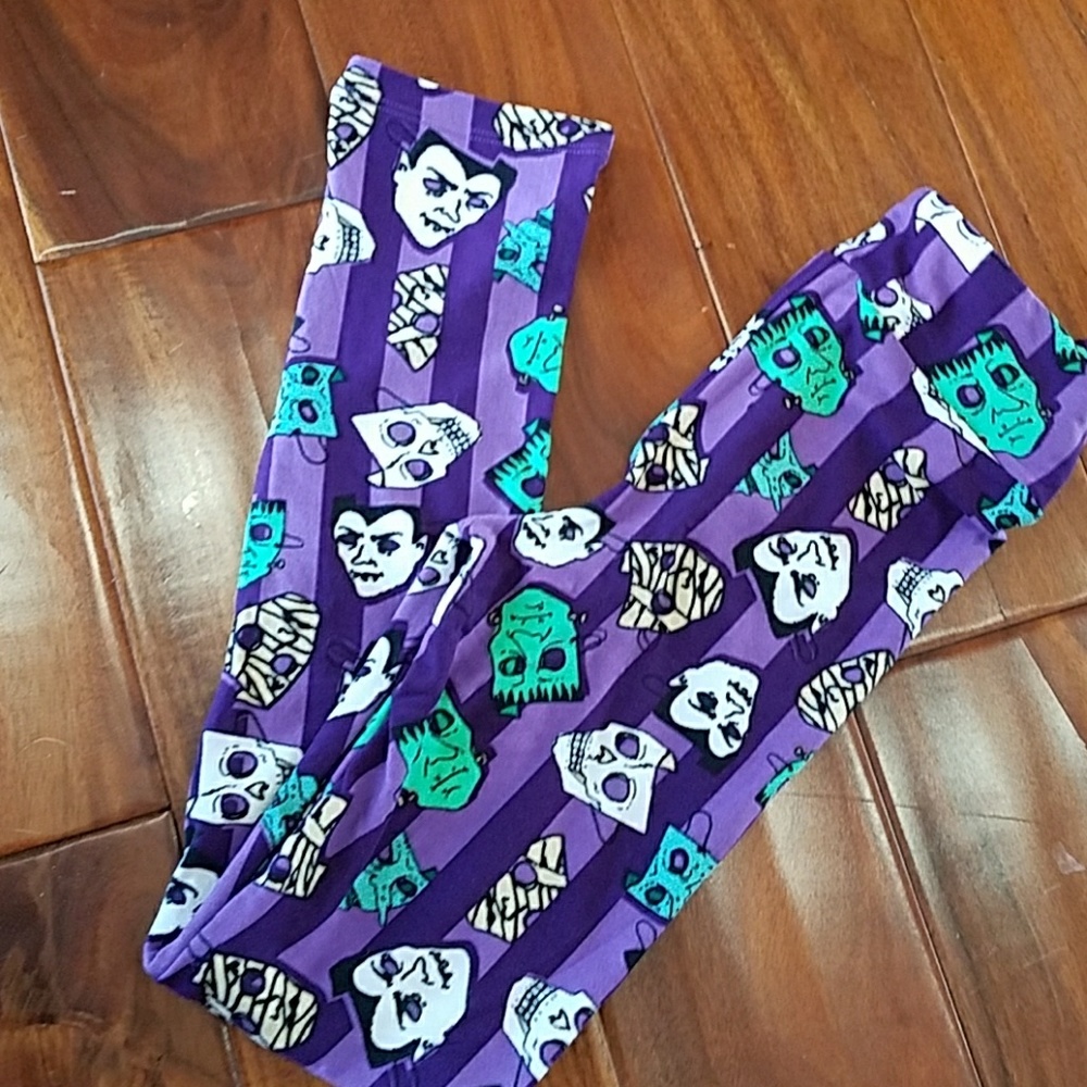Monster mask purple leggings NEW Lularoe sz L/ xl youth